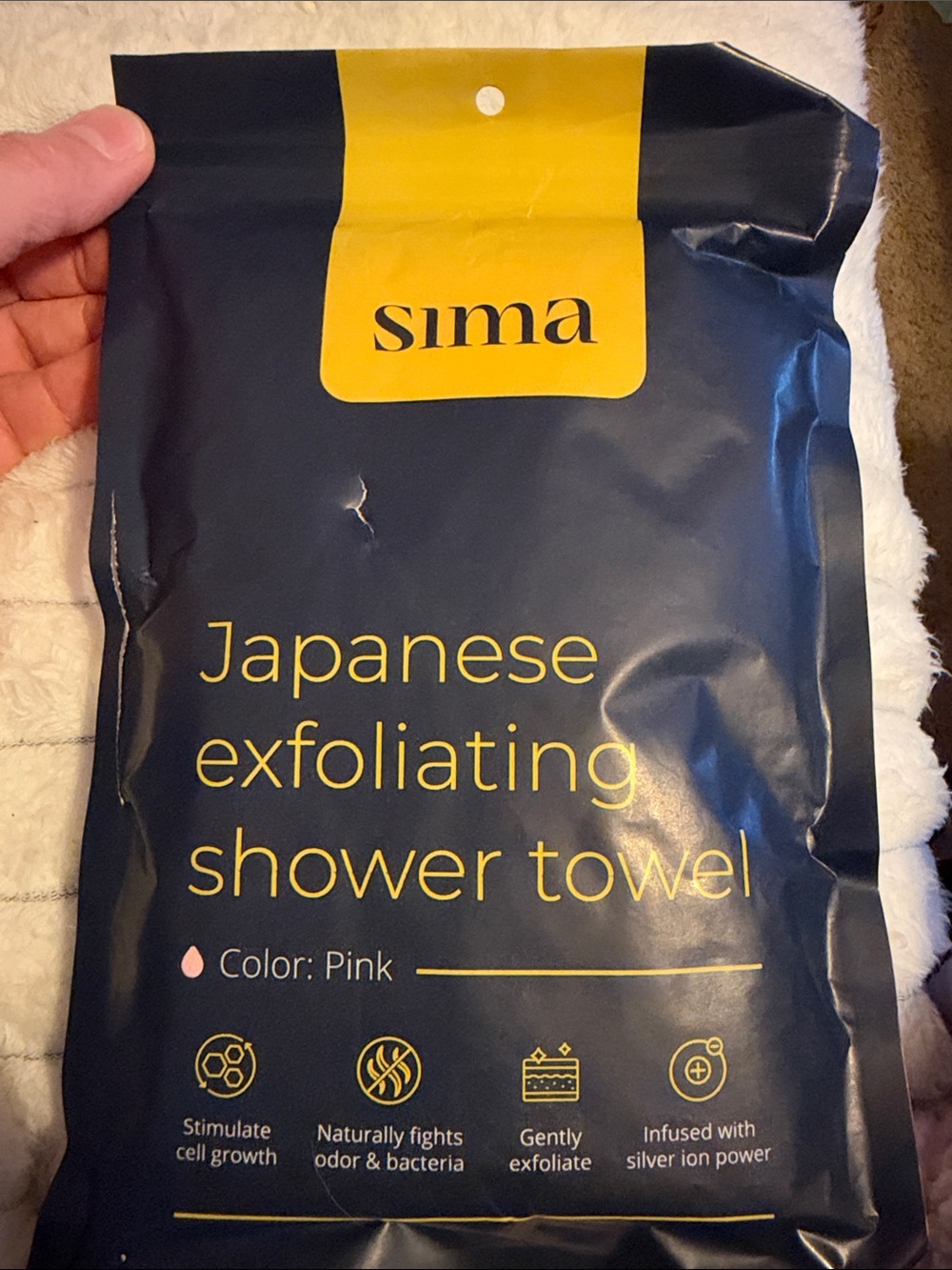 Sima Pink Japanese Exfoliating Shower Cloth